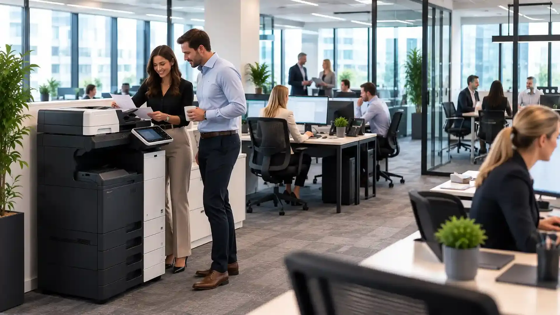Multifunction device in a Huddersfield office interior