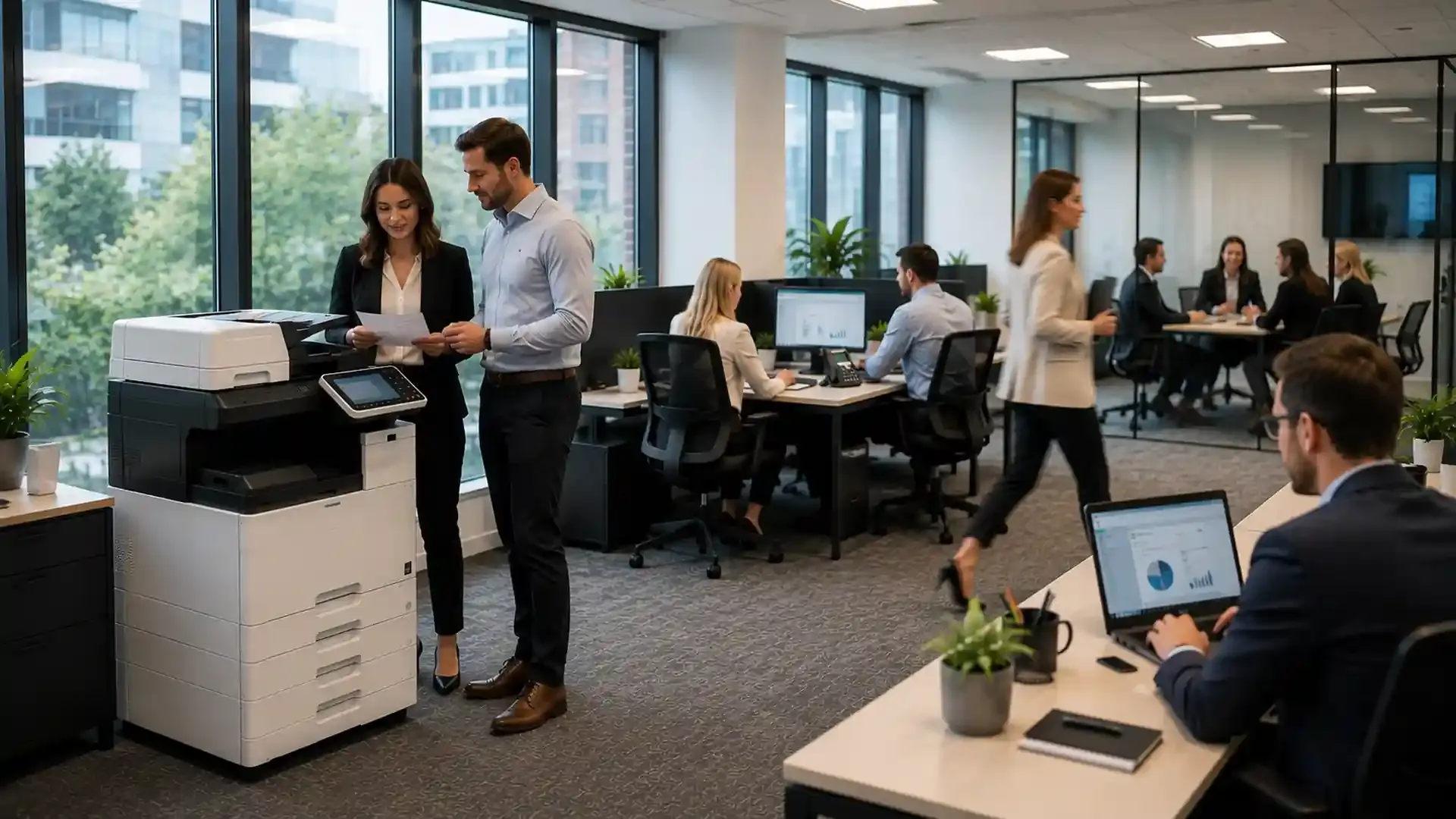 Leased office printer in a modern Yorkshire workplace