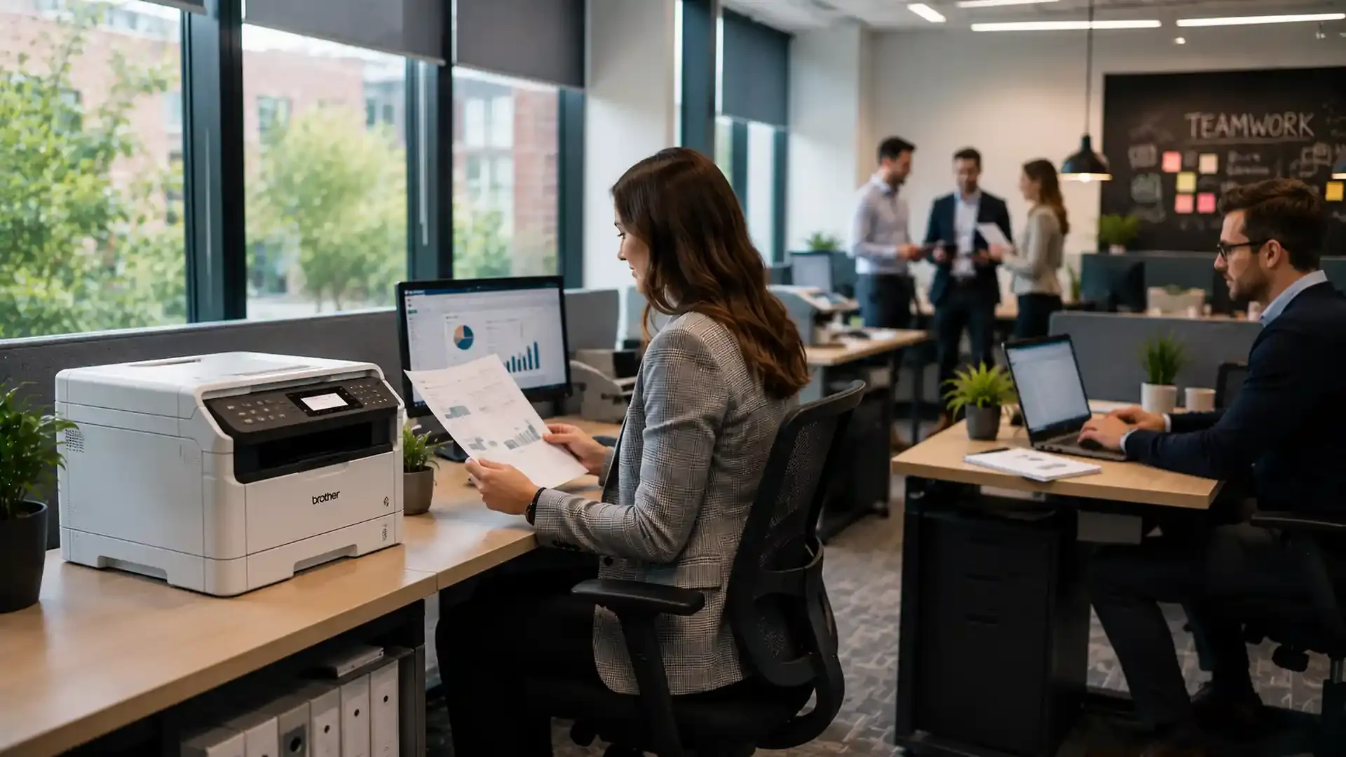 Supplier engineer installing an office printer in Yorkshire